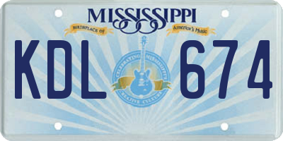 MS license plate KDL674