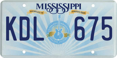 MS license plate KDL675