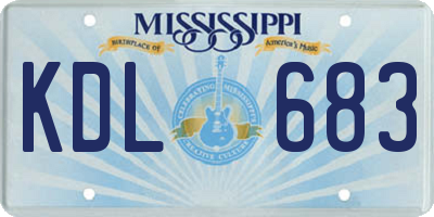 MS license plate KDL683