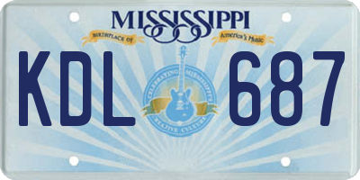 MS license plate KDL687