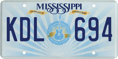 MS license plate KDL694
