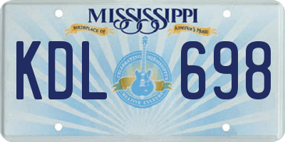 MS license plate KDL698