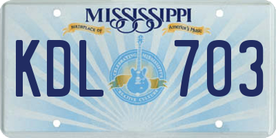 MS license plate KDL703