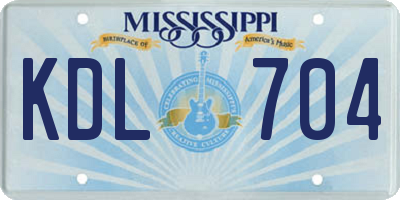 MS license plate KDL704