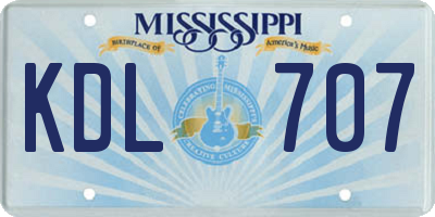 MS license plate KDL707
