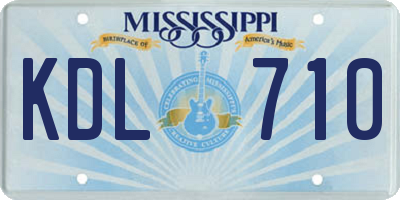 MS license plate KDL710