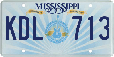 MS license plate KDL713