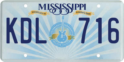 MS license plate KDL716