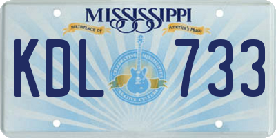 MS license plate KDL733