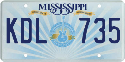 MS license plate KDL735