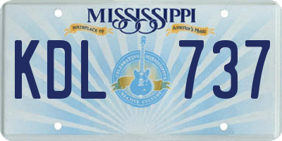 MS license plate KDL737