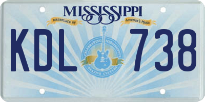 MS license plate KDL738