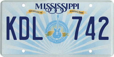 MS license plate KDL742