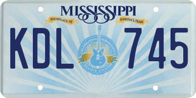 MS license plate KDL745
