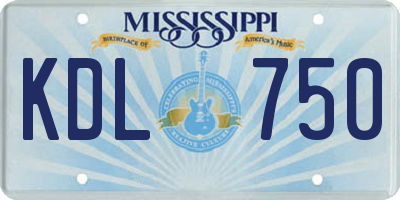 MS license plate KDL750