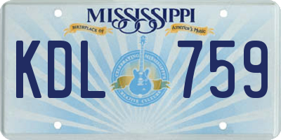 MS license plate KDL759