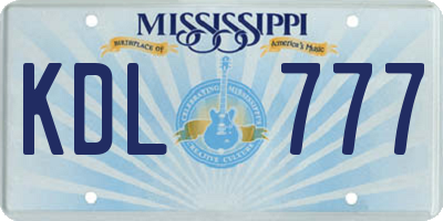 MS license plate KDL777