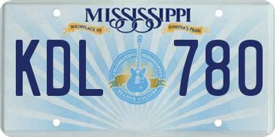 MS license plate KDL780