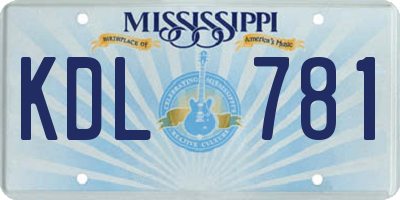 MS license plate KDL781
