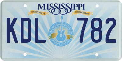 MS license plate KDL782