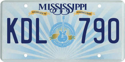 MS license plate KDL790