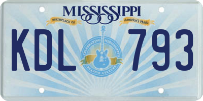 MS license plate KDL793