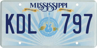 MS license plate KDL797