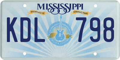 MS license plate KDL798