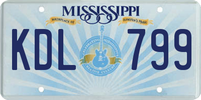 MS license plate KDL799