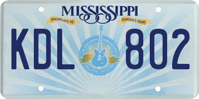 MS license plate KDL802