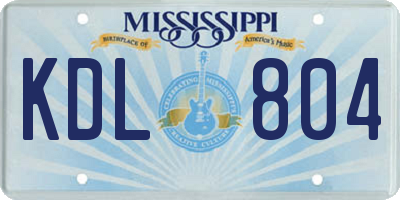 MS license plate KDL804