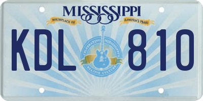 MS license plate KDL810