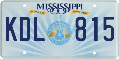 MS license plate KDL815