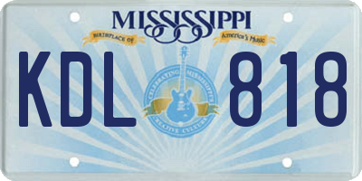 MS license plate KDL818