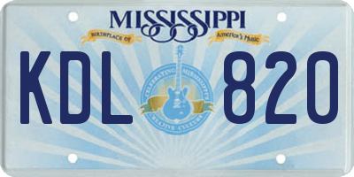 MS license plate KDL820