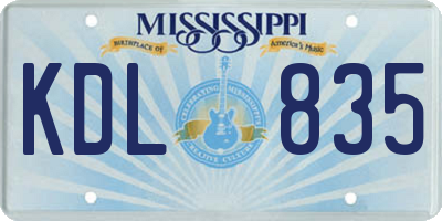 MS license plate KDL835