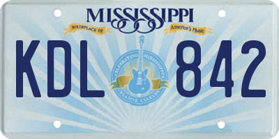 MS license plate KDL842