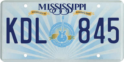 MS license plate KDL845