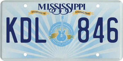 MS license plate KDL846