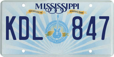 MS license plate KDL847