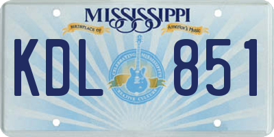 MS license plate KDL851