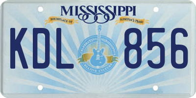 MS license plate KDL856