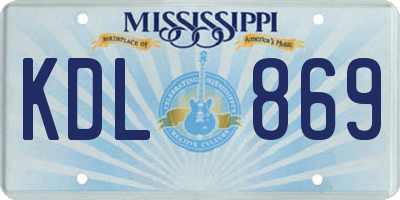 MS license plate KDL869