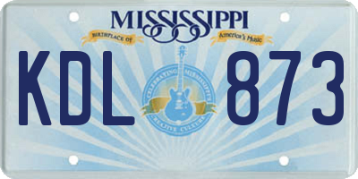 MS license plate KDL873