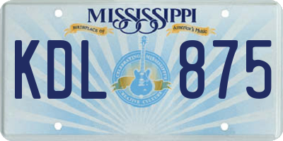 MS license plate KDL875