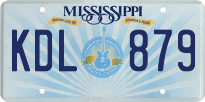MS license plate KDL879