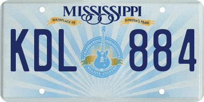 MS license plate KDL884