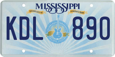MS license plate KDL890