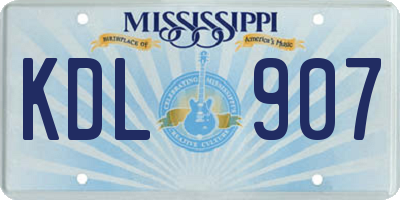 MS license plate KDL907