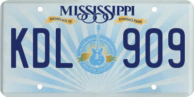 MS license plate KDL909